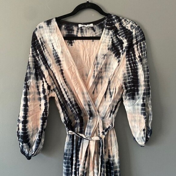 YFB Tie-Dye Faux Wrap Maxi Dress Dark Cottagecore Boho Chic Flowy Fall Small - Picture 3 of 11